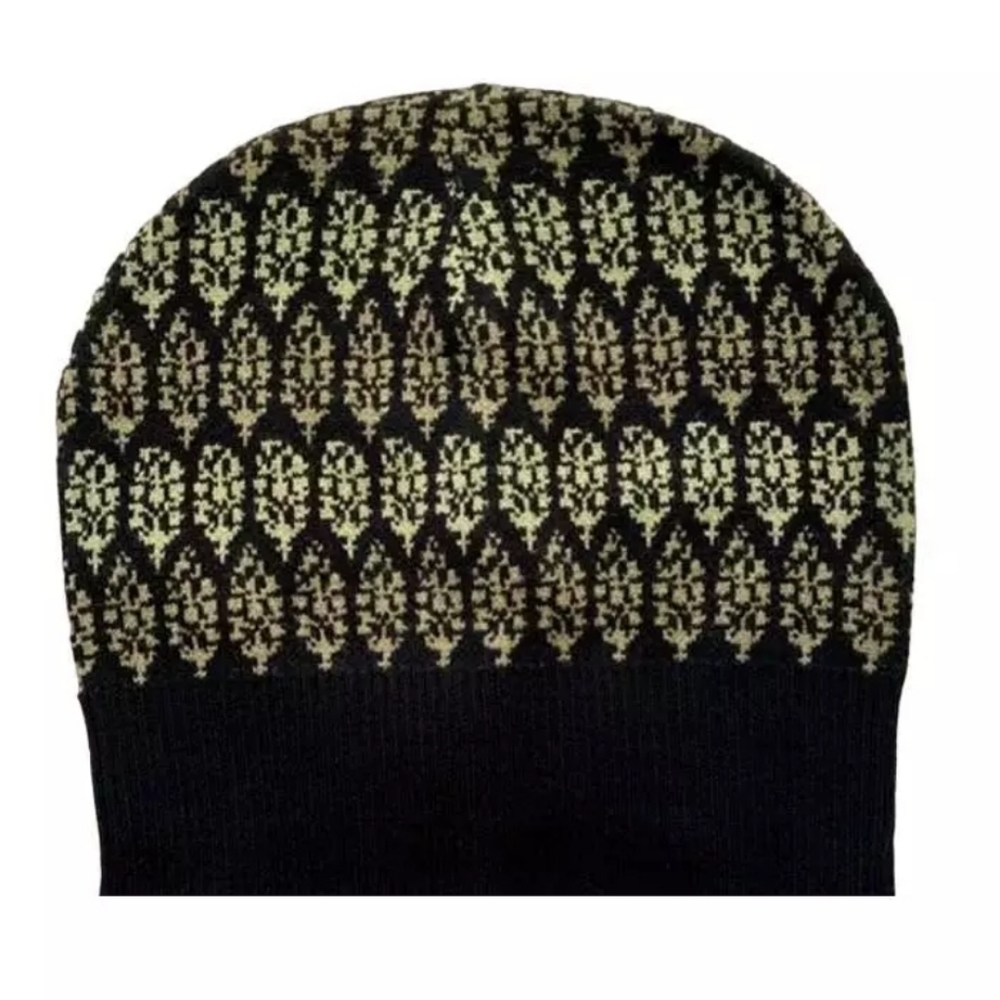 FP Movement by Free People Black and Gold Patterned Hat